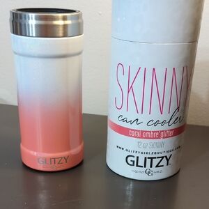 Glitzy Girlz Coral Ombre Glitter Can Cooler